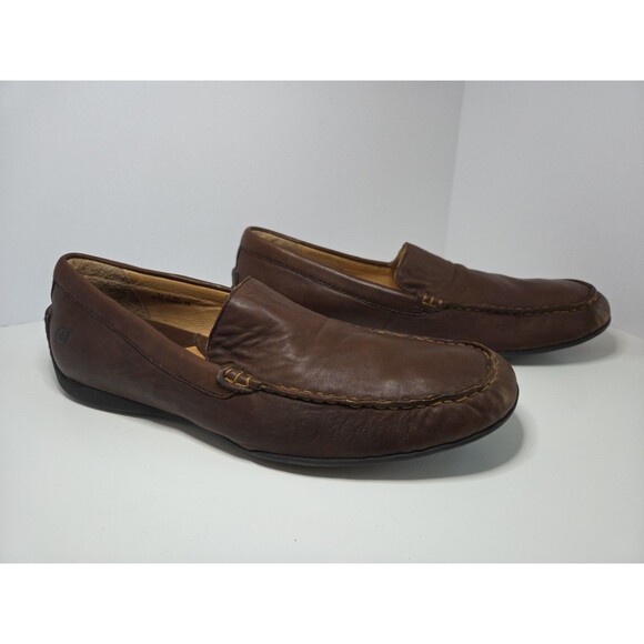 Men’s 11 BORN Brown Casual Comfy Driving Mocs Moccasin Loafers Very Soft Leather - Picture 1 of 9